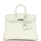 Hermes Birkin 25 New White Swift Palladium Hardware