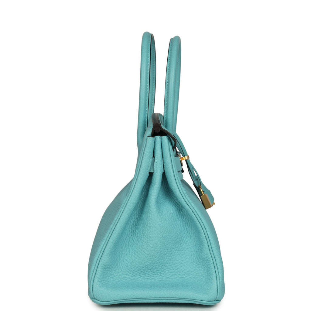 Hermes Birkin 30 Bleu Atoll Clemence Gold Hardware