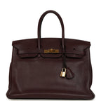 Hermes Birkin 35 Prune Clemence Gold Hardware