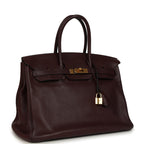 Hermes Birkin 35 Prune Clemence Gold Hardware