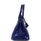 Hermes Birkin 30 Bleu Electric Shiny Porosus Crocodile Gold Hardware