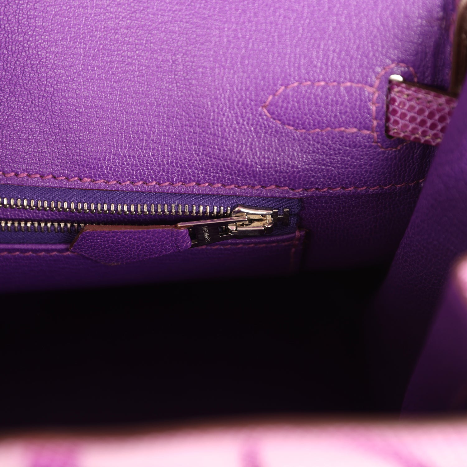 Hermes Birkin 25 Violet Varanus Niloticus Lizard Palladium Hardware