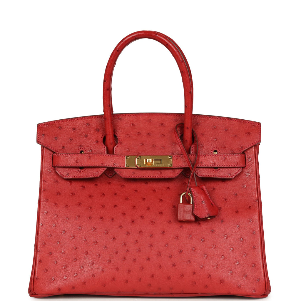 Hermes Birkin 30 Rouge Vif Ostrich Gold Hardware