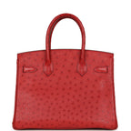 Hermes Birkin 30 Rouge Vif Ostrich Gold Hardware