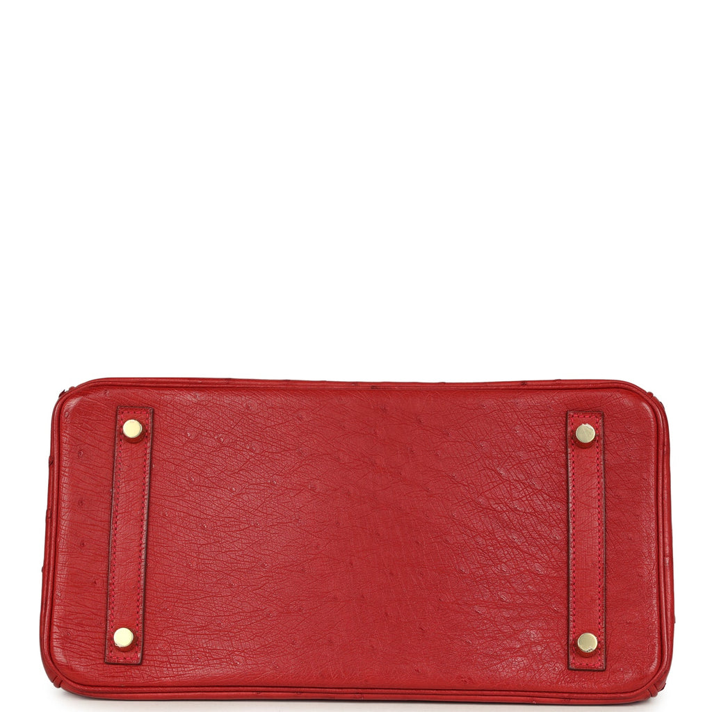 Hermes Birkin 30 Rouge Vif Ostrich Gold Hardware
