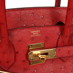 Hermes Birkin 30 Rouge Vif Ostrich Gold Hardware