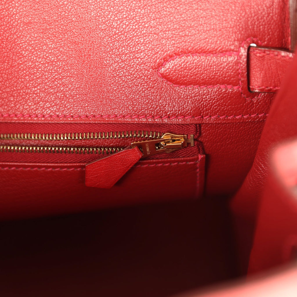 Hermes Birkin 30 Rouge Vif Ostrich Gold Hardware
