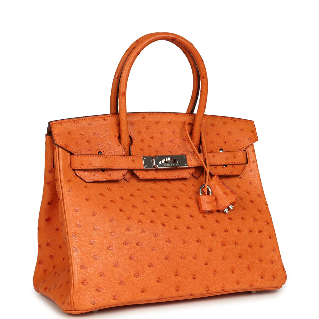 Hermes Birkin 30 Tangerine Ostrich Palladium Hardware
