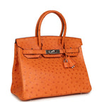 Hermes Birkin 30 Tangerine Ostrich Palladium Hardware