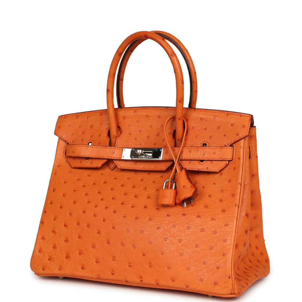 Hermes Birkin 30 Tangerine Ostrich Palladium Hardware