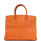 Hermes Birkin 30 Tangerine Ostrich Palladium Hardware