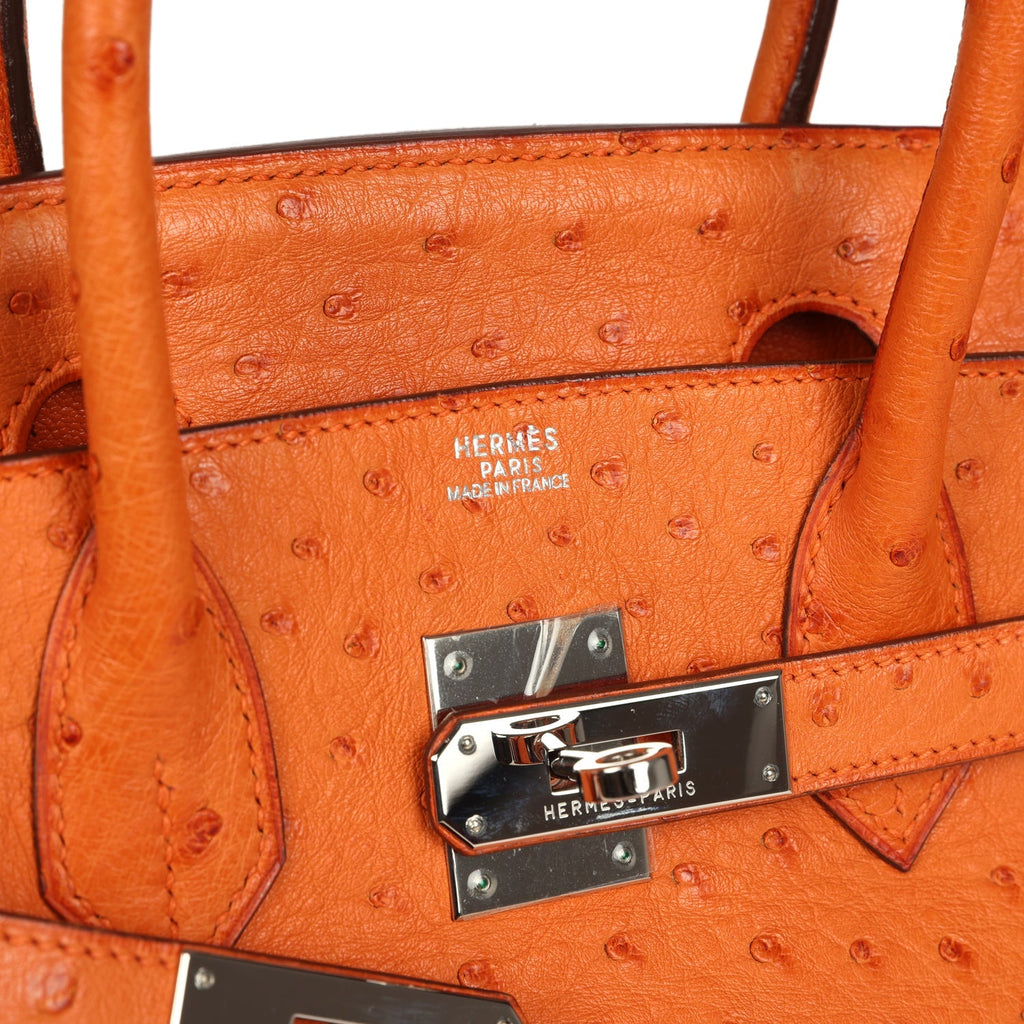 Hermes Birkin 30 Tangerine Ostrich Palladium Hardware