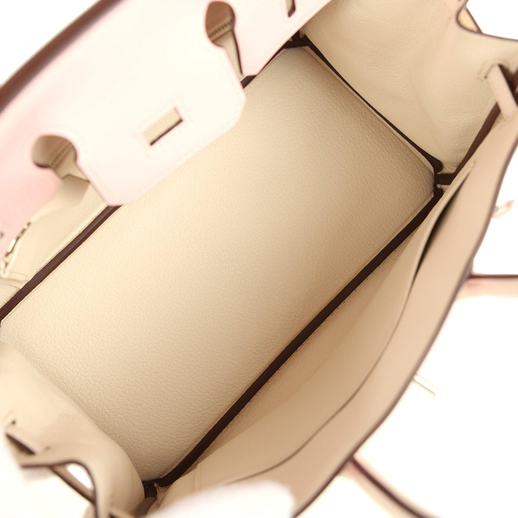 Hermes Special Order (HSS) Birkin 25 Nata and Rose Sakura Chevre Mysore Palladium Hardware