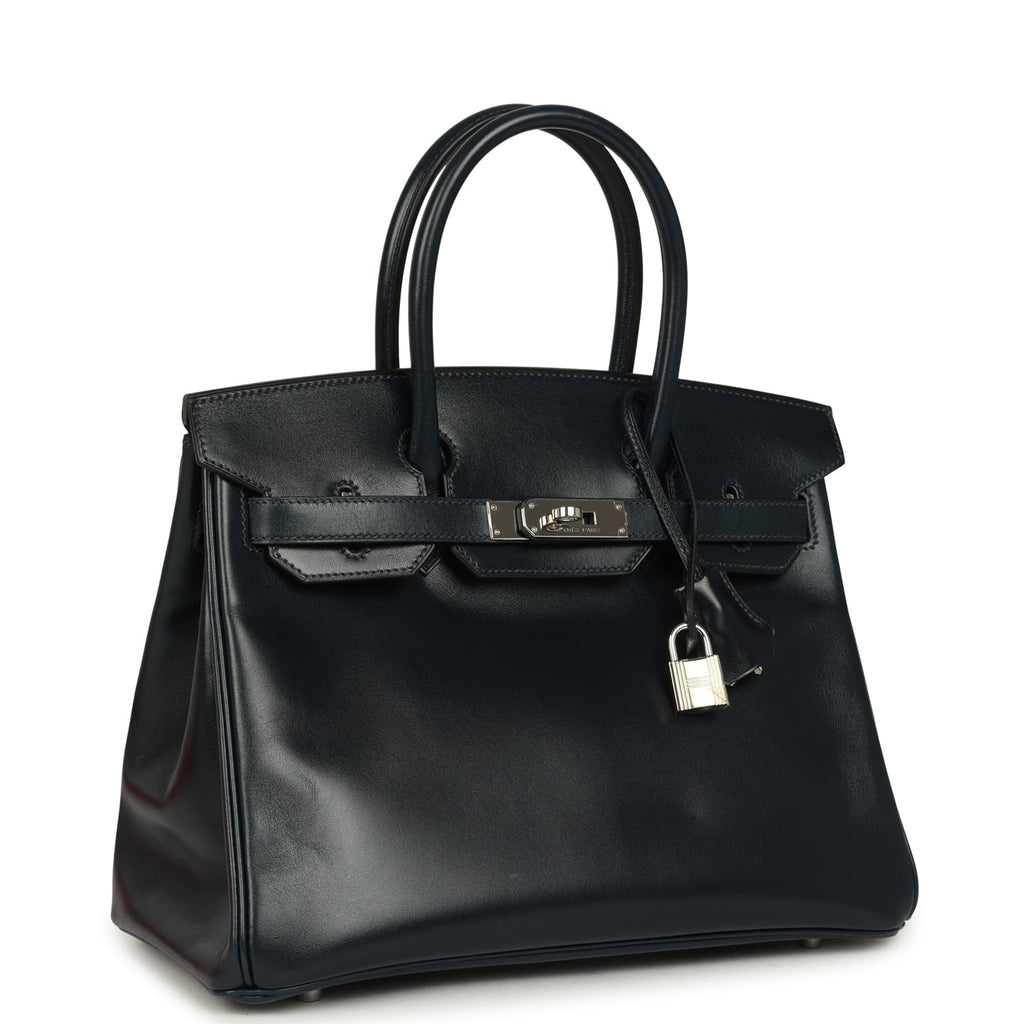 Hermes Birkin 30 Bleu Marine Box Palladium Hardware