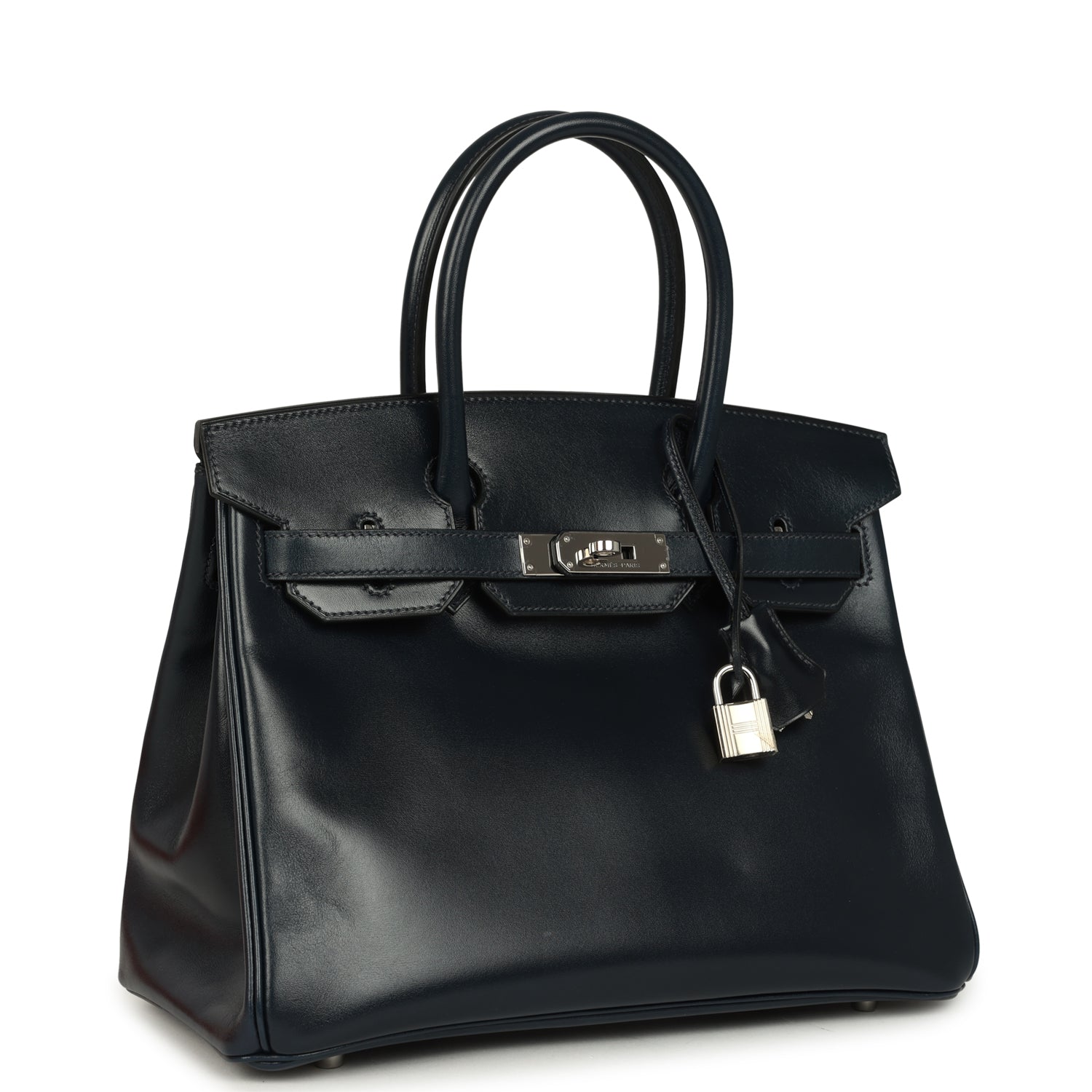 Hermes Birkin 30 Bleu Marine Box Palladium Hardware