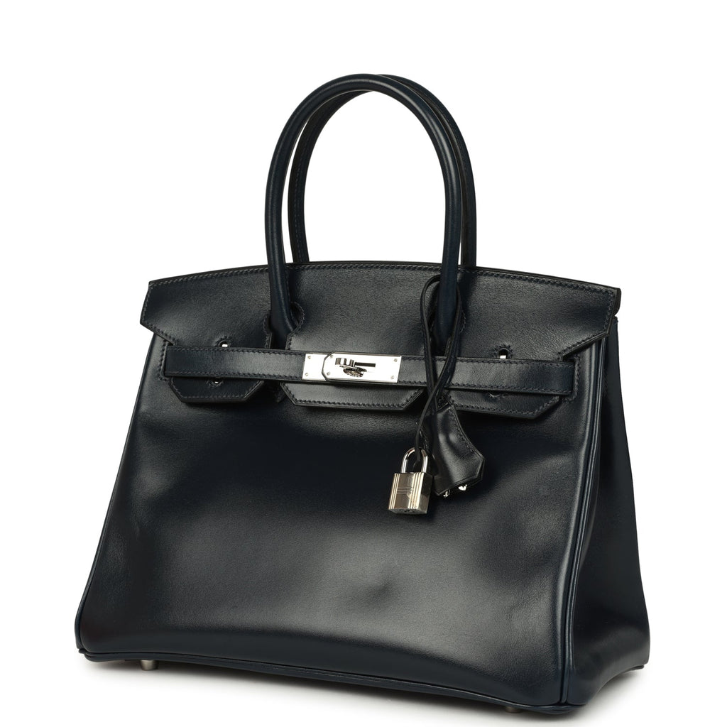 Hermes Birkin 30 Bleu Marine Box Palladium Hardware