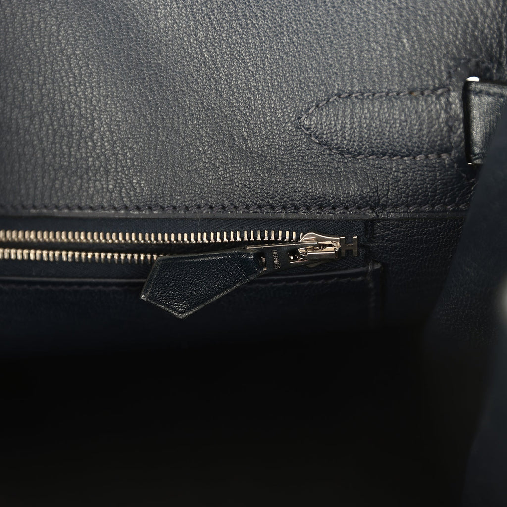 Hermes Birkin 30 Bleu Marine Box Palladium Hardware