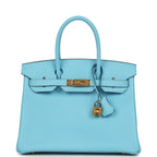 Hermes Birkin 30 Celeste Epsom Gold Hardware