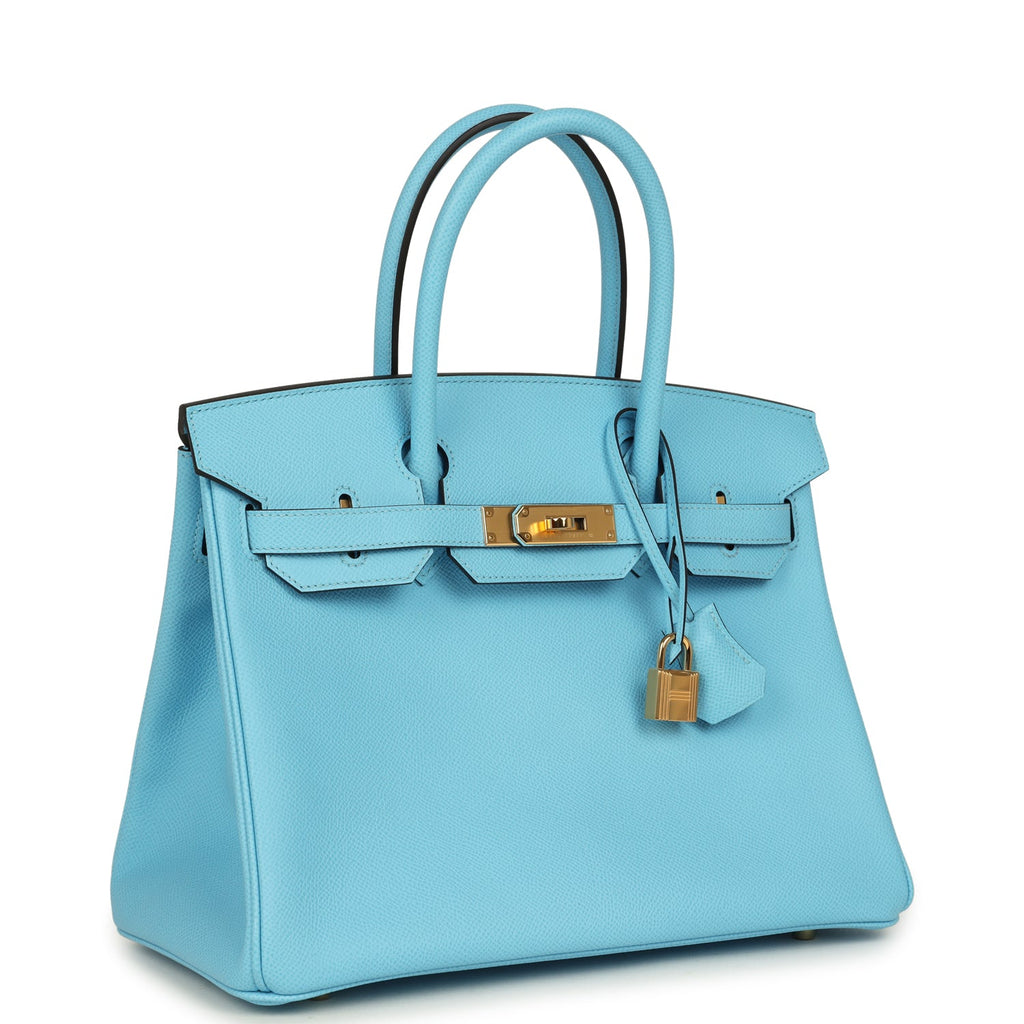 Hermes Birkin 30 Celeste Epsom Gold Hardware