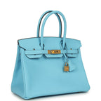 Hermes Birkin 30 Celeste Epsom Gold Hardware