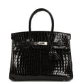 Hermes Birkin 30 Black Shiny Crocodile Niloticus Palladium Hardware