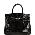 Hermes Birkin 30 Black Shiny Crocodile Niloticus Palladium Hardware