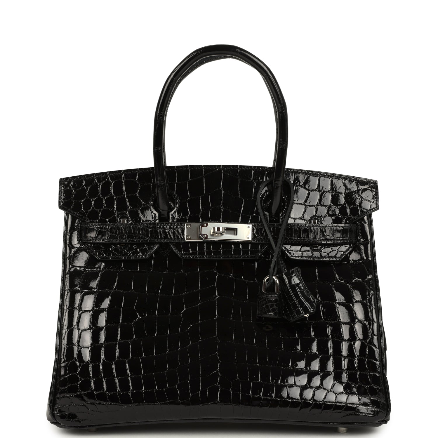 Hermes Birkin 30 Black Shiny Crocodile Niloticus Palladium Hardware