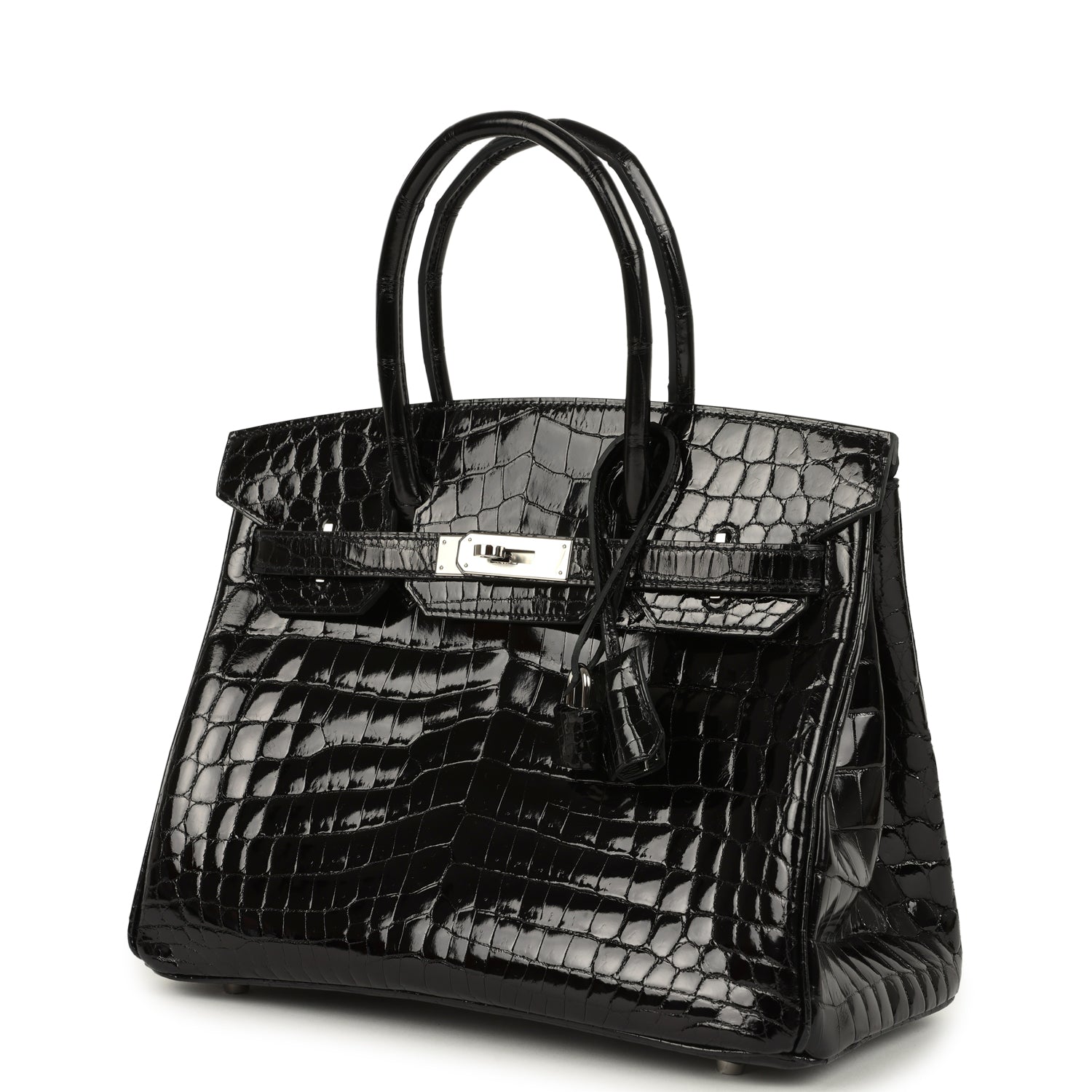 Hermes Birkin 30 Black Shiny Crocodile Niloticus Palladium Hardware