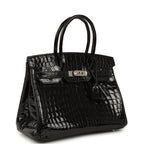Hermes Birkin 30 Black Shiny Crocodile Niloticus Palladium Hardware