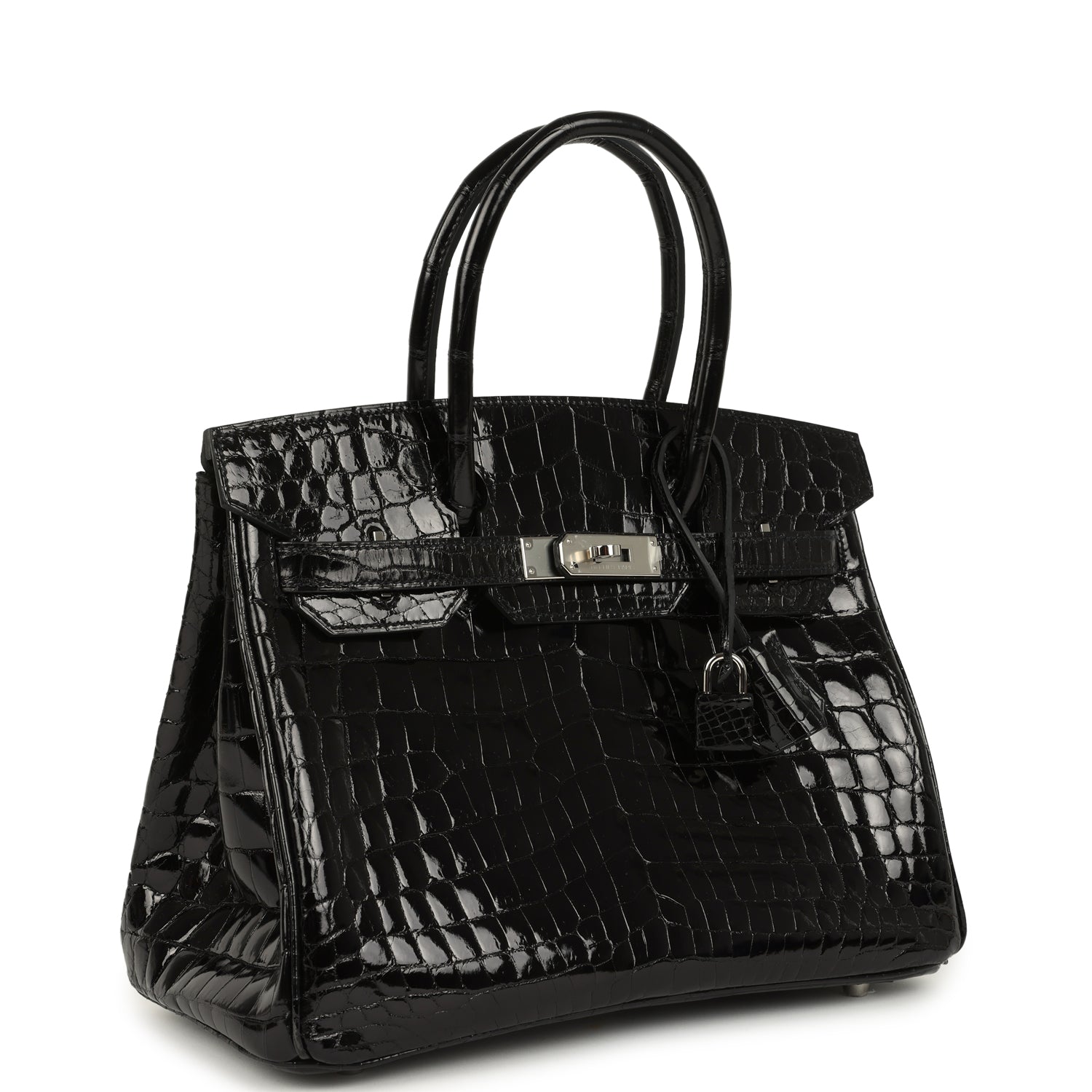 Hermes Birkin 30 Black Shiny Crocodile Niloticus Palladium Hardware