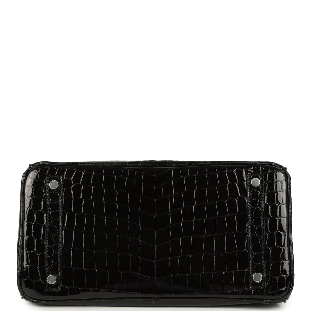 Hermes Birkin 30 Black Shiny Crocodile Niloticus Palladium Hardware