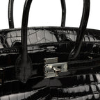 Hermes Birkin 30 Black Shiny Crocodile Niloticus Palladium Hardware