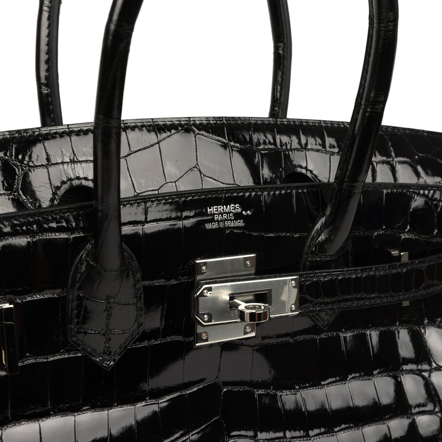 Hermes Birkin 30 Black Shiny Crocodile Niloticus Palladium Hardware