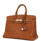 Vintage Hermes Birkin 35 Gold Togo Gold Hardware