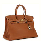 Vintage Hermes Birkin 35 Gold Togo Gold Hardware