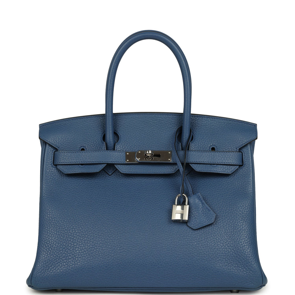 Hermes Birkin 30 Bleu Agate Clemence Palladium Hardware