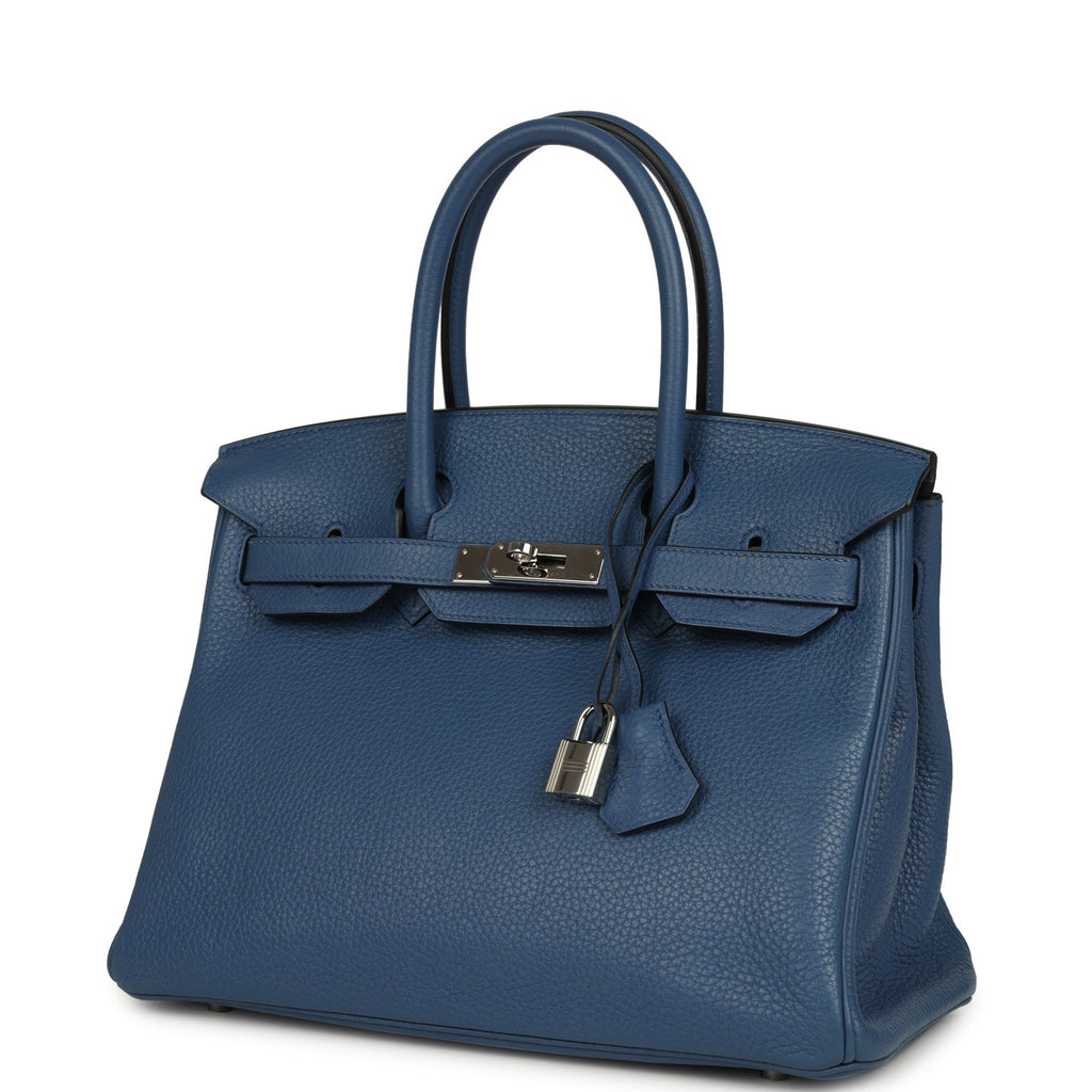 Hermes Birkin 30 Bleu Agate Clemence Palladium Hardware
