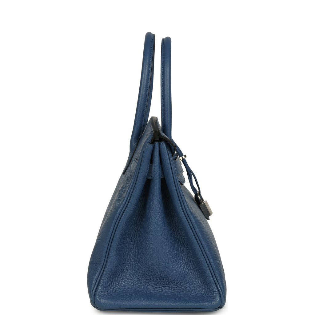 Hermes Birkin 30 Bleu Agate Clemence Palladium Hardware