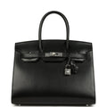 Hermes Birkin Sellier 30 Black Box Palladium Hardware