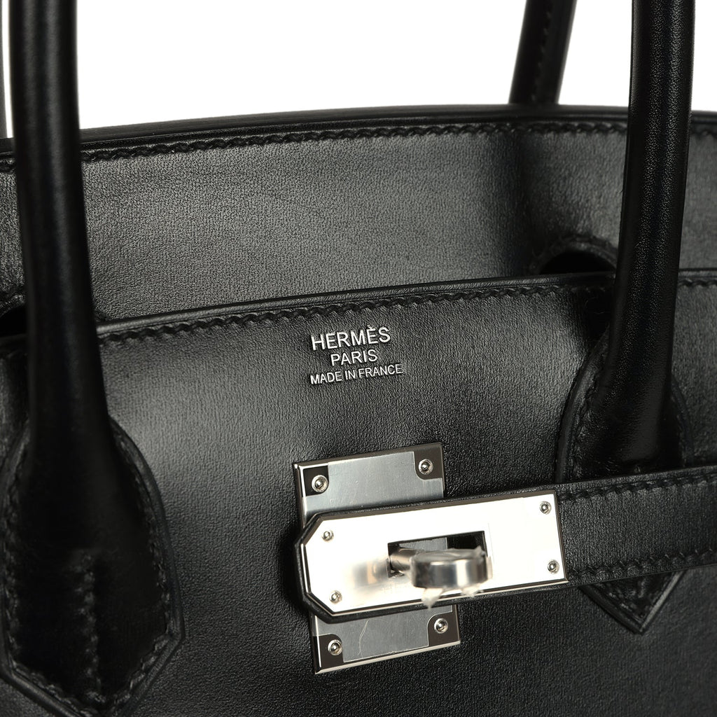 Hermes Birkin Sellier 30 Black Box Palladium Hardware