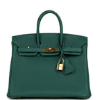 Hermes Birkin 25 Malachite Togo Gold Hardware
