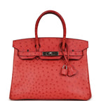 Hermes Birkin 30 Bougainvillea Ostrich Palladium Hardware