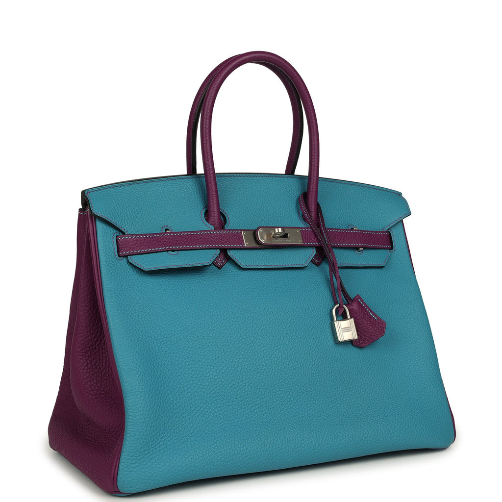 Hermes Special Order (HSS) Birkin 35 Bleu Izmir and Anemone Togo Brushed Palladium Hardware