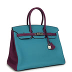 Hermes Special Order (HSS) Birkin 35 Bleu Izmir and Anemone Togo Brushed Palladium Hardware