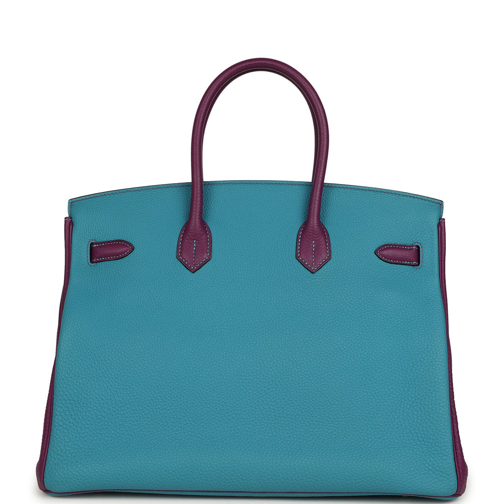 Hermes Special Order (HSS) Birkin 35 Bleu Izmir and Anemone Togo Brushed Palladium Hardware