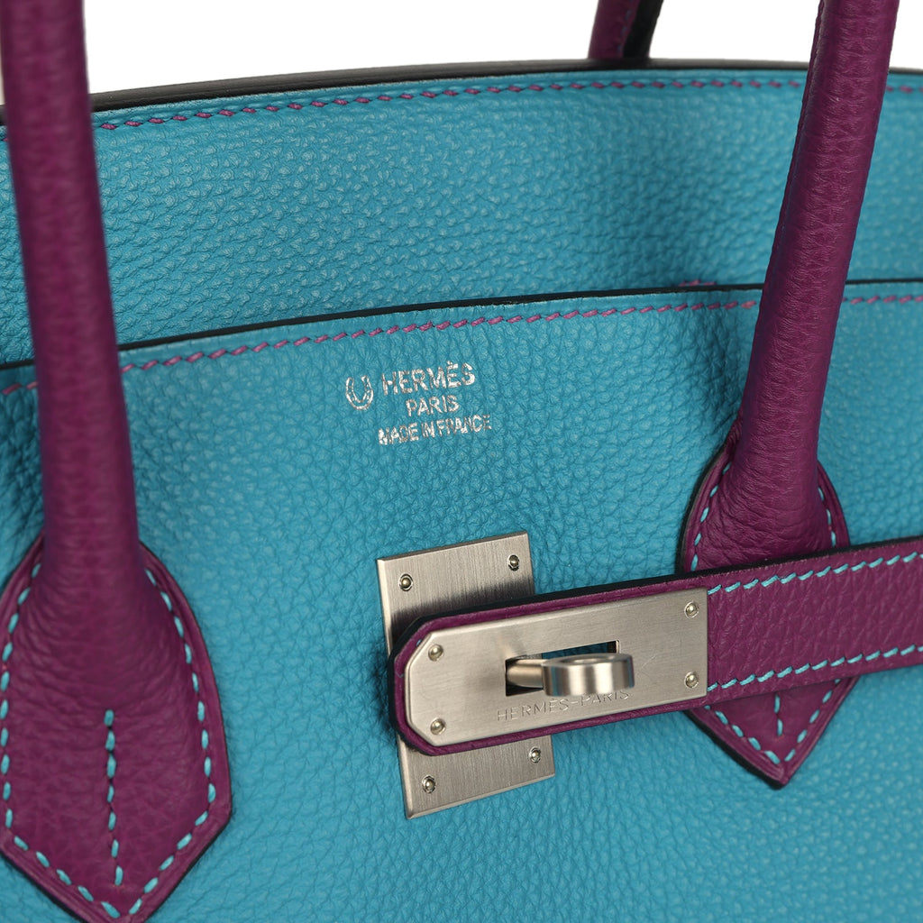 Hermes Special Order (HSS) Birkin 35 Bleu Izmir and Anemone Togo Brushed Palladium Hardware