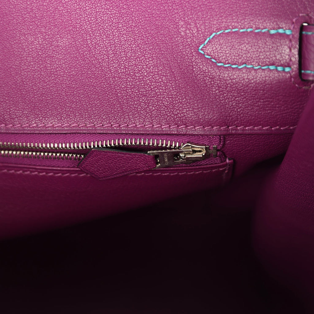 Hermes Special Order (HSS) Birkin 35 Bleu Izmir and Anemone Togo Brushed Palladium Hardware