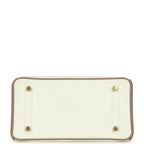 Hermes Special Order (HSS) Birkin 25 White and Etoupe Clemence Brushed Gold Hardware