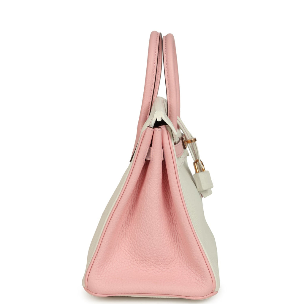 Hermes Special Order (HSS) Birkin 25 White and Rose Sakura Clemence Rose Gold Hardware
