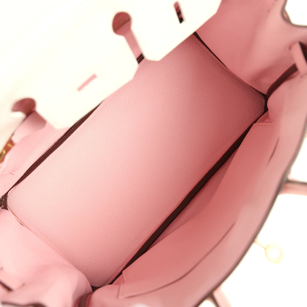 Hermes Special Order (HSS) Birkin 25 White and Rose Sakura Clemence Rose Gold Hardware